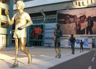 Terry Fox Bronze at BC Place, Vancouver, British Columbia; Photo by ©Pacific Walkers