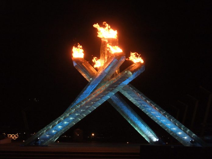 Olympic Flames at Jack Poole Plaza in Vancouver on Feb 25, 2010