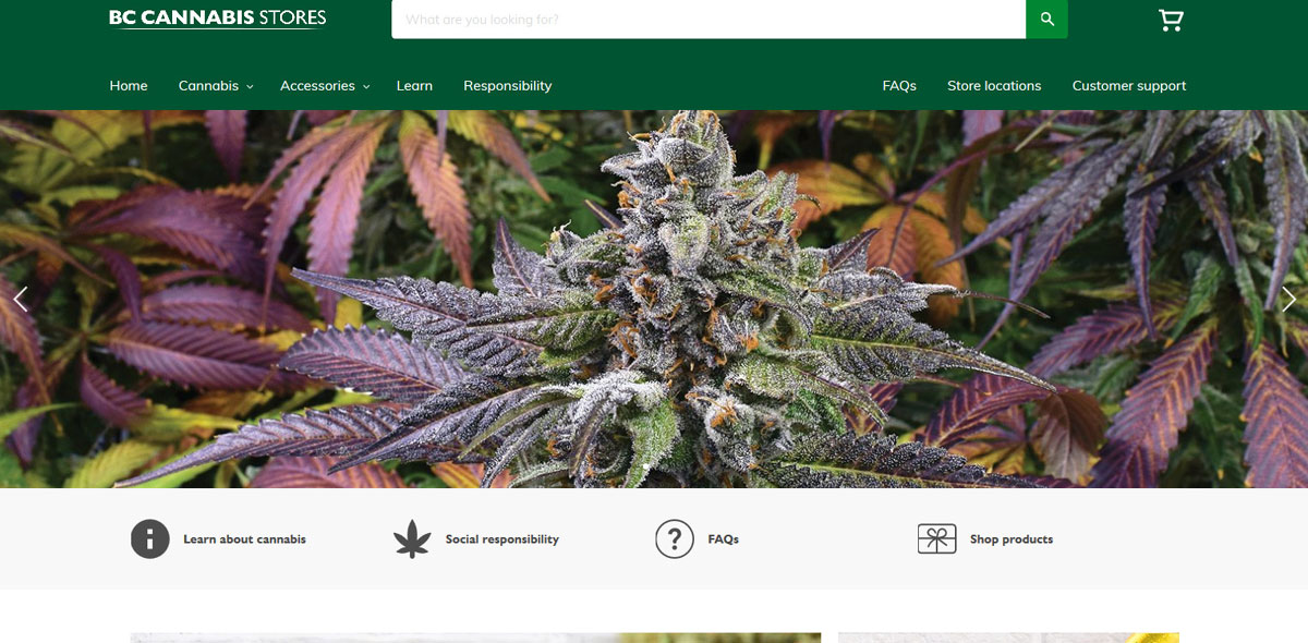 British Columbia Cannabis Online Shop opened at midnight on October 17, 2018. Photo from BC Cannabis Stores